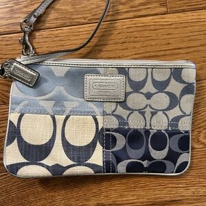 Coach Blue and Gray Wristlet
